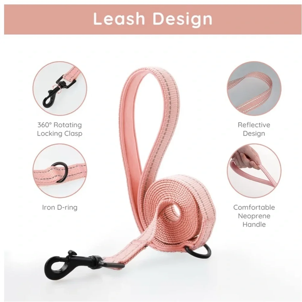 New- Bella & Pal Pink  Pet Harness & Leash Set  Safety Lock  16-18 inch Chest